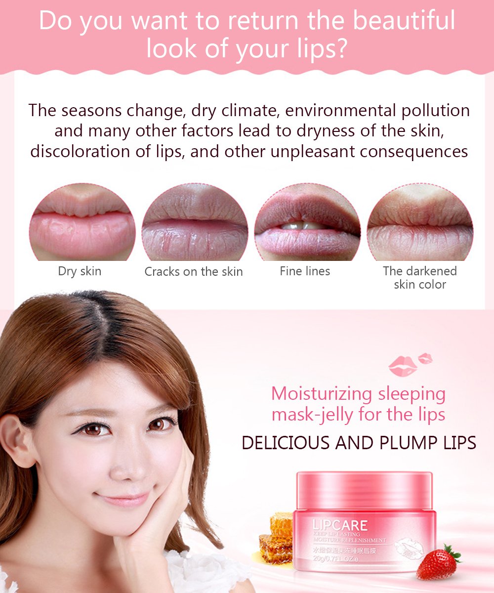 BIOAQUA Lip Lasting Collagen Replenisment Sexy Delicious Water Balance Nutrition Moisturizing Soft Beautiful Skin Vitamin E Mask-Jelly 20g Beauty and Personal Care BIOAQUA