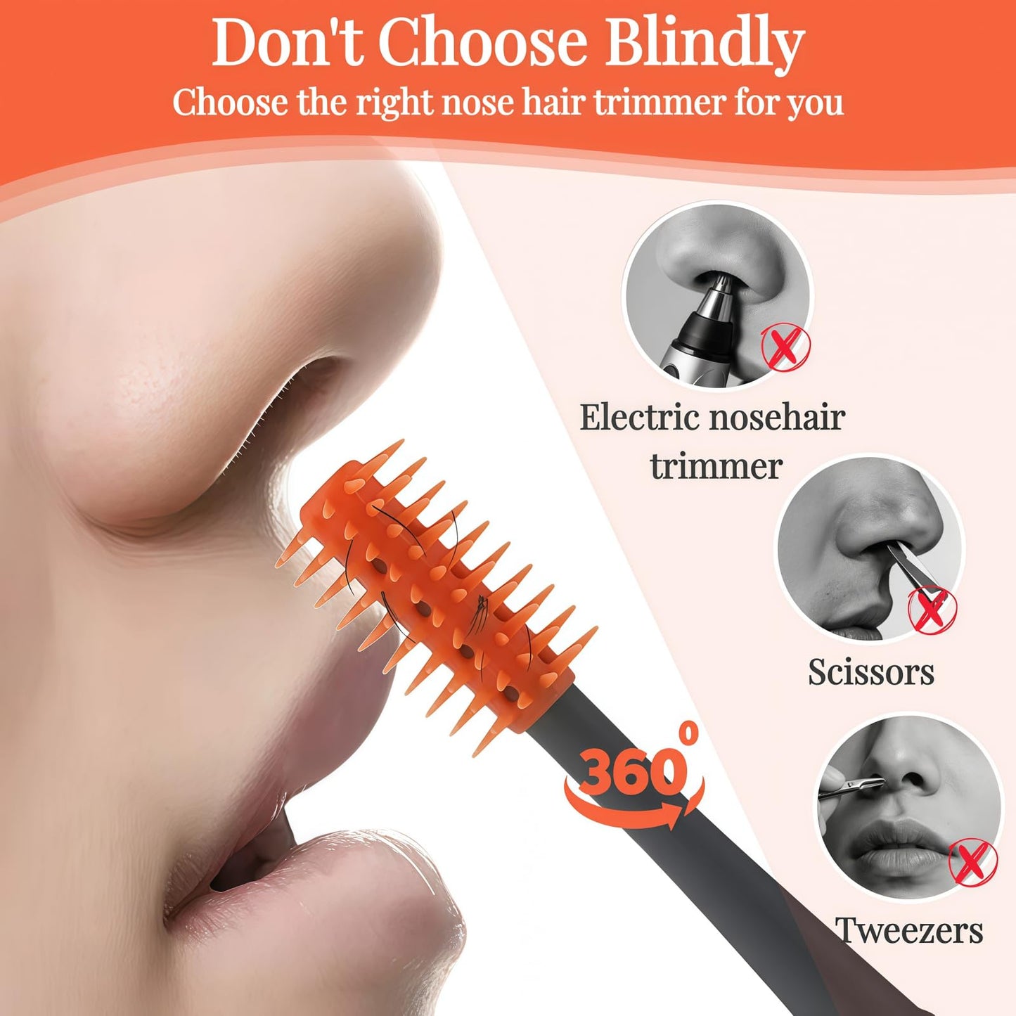 KTBKGV 2026 Upgraded 2-in-1 Nasal Hair Cutter, 360° Rotating Double-Sided Blade, Washable Portable Grooming Tool for Men & Women, Travel Essential Beauty and Personal Care KTBKGV