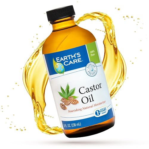 Earth’s Care Castor Oil - 100% Pure Castor Oil Expeller Pressed - All Natural Nourishing Moisturizer - 8 FL OZ Beauty & Personal Care Earth's Care