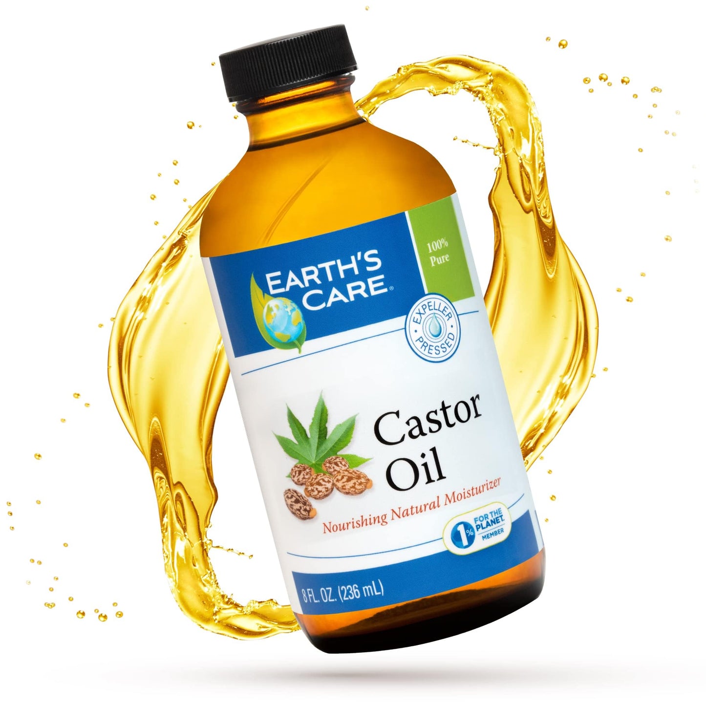 Earth’s Care Castor Oil - 100% Pure Castor Oil Expeller Pressed - All Natural Nourishing Moisturizer - 8 FL OZ Beauty & Personal Care Earth's Care