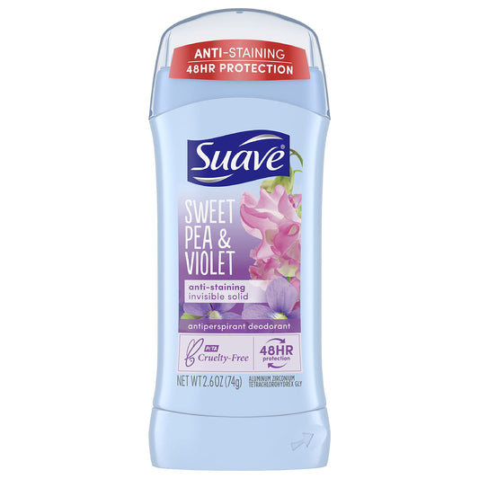 Suave Deodorant Antiperspirant Deodorant Stick 48-hour Odor and Wetness Protection Sweet Pea and Violet Deodorant for Women 2.6 oz Beauty and Personal Care Suave