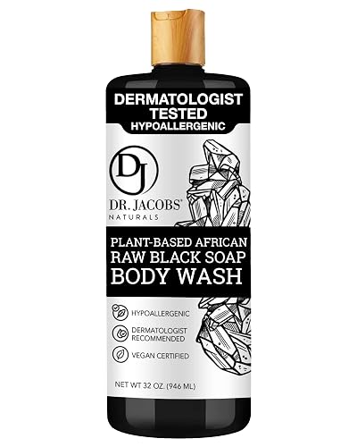 Dr Jacobs Naturals Authentic African Raw Black Soap, All-In-One Cleanser for Face Wash, Sensitive Skin Body Wash, Shampoo, Shaving Soap | Shea Butter Beauty & Personal Care DR.JACOBS NATURALS