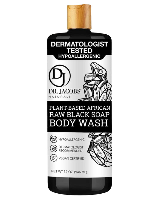 Dr Jacobs Naturals Authentic African Raw Black Soap, All-In-One Cleanser for Face Wash, Sensitive Skin Body Wash, Shampoo, Shaving Soap | Shea Butter Beauty & Personal Care DR.JACOBS NATURALS