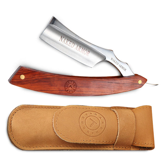 Naked Armor Thor Straight Razor - Shave Ready 7/8" French Nose Japanese Stainless Steel Straight Razors for Men with Redwood Scale, Case Included Beauty and Personal Care Naked Armor