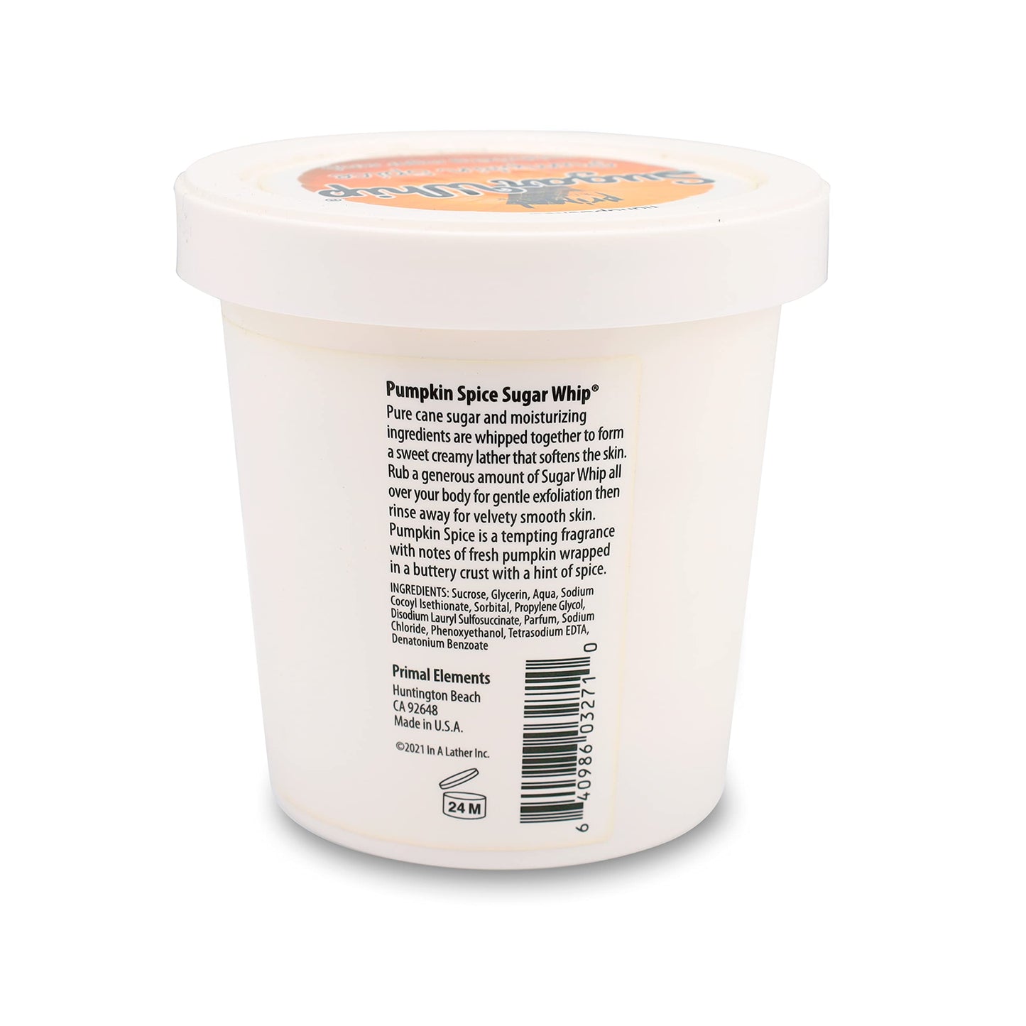 Primal Elements Sugar Scrub, Exfoliating Sugar Whip, Face and Body Cleanser, Moisturizer, Pumpkin, 10 oz Package Beauty & Personal Care Primal Elements