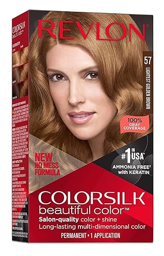 Revlon ColorSilk Beautiful Color Permanent Hair Color, 57 Lightest Golden Brown 1 Each (Pack of 6) Beauty & Personal Care REVLON