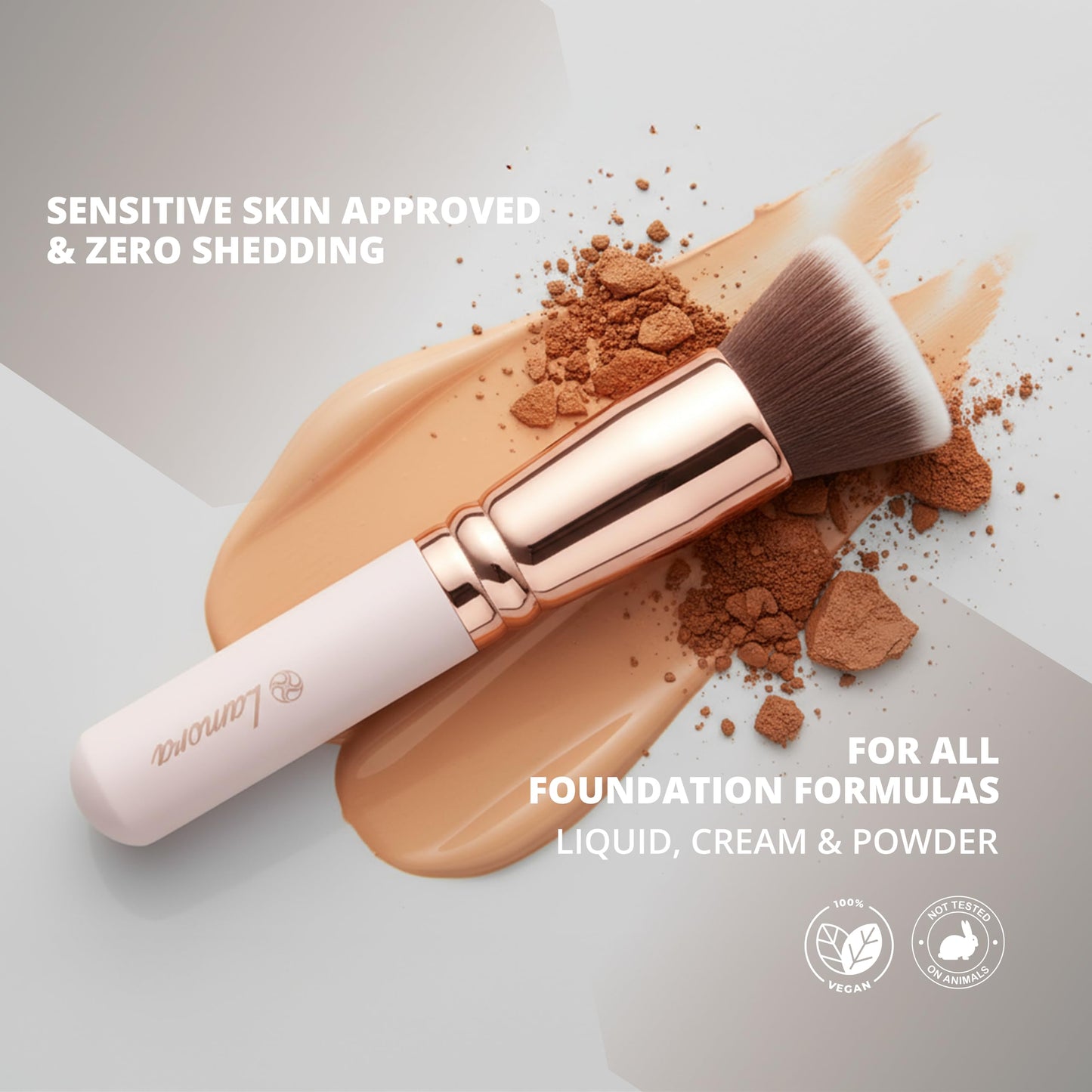 Lamora Makeup Brush Foundation Kabuki - Flat Top Face Brush for Liquid, Cream, and Powder Cosmetics - Full Coverage Blending, Buffing, Stippling Beauty & Personal Care Lamora