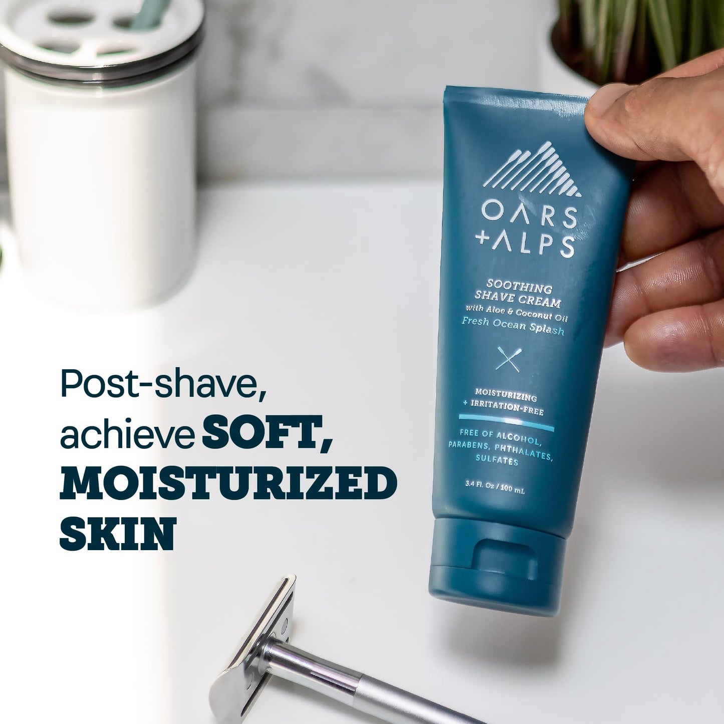Oars + Alps Soothing Men's Shaving Cream, Dermatologist Tested and Infused with Aloe and Coconut Oil, Fresh Ocean Splash Scent, TSA Friendly, 3.4 Oz… Beauty & Personal Care Oars + Alps