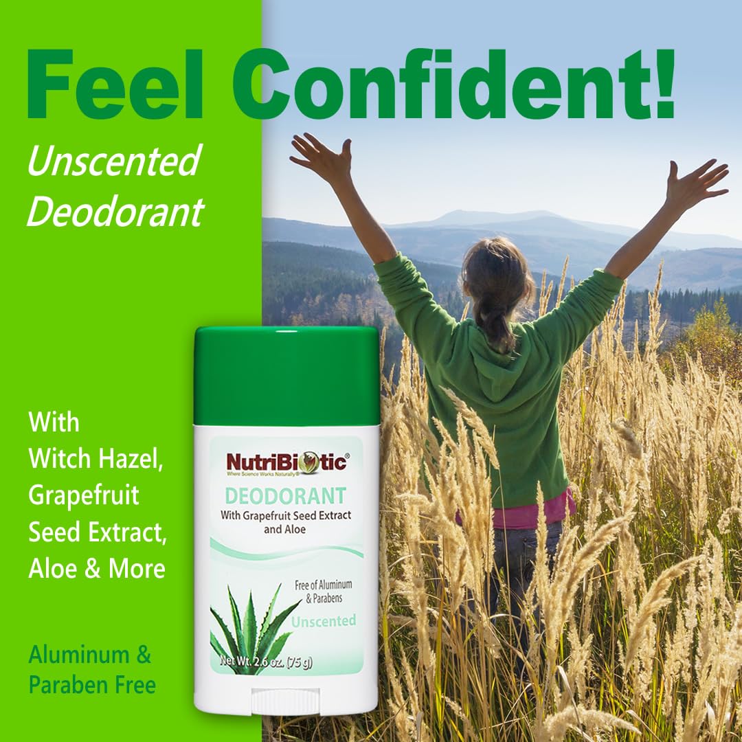 NutriBiotic Unscented Deodorant with GSE, 2.6 Ounce Stick | with Witch Hazel, Grapefruit Seed Extract & Aloe | Vegan & Free of Aluminum, Paraben Beauty & Personal Care NutriBiotic