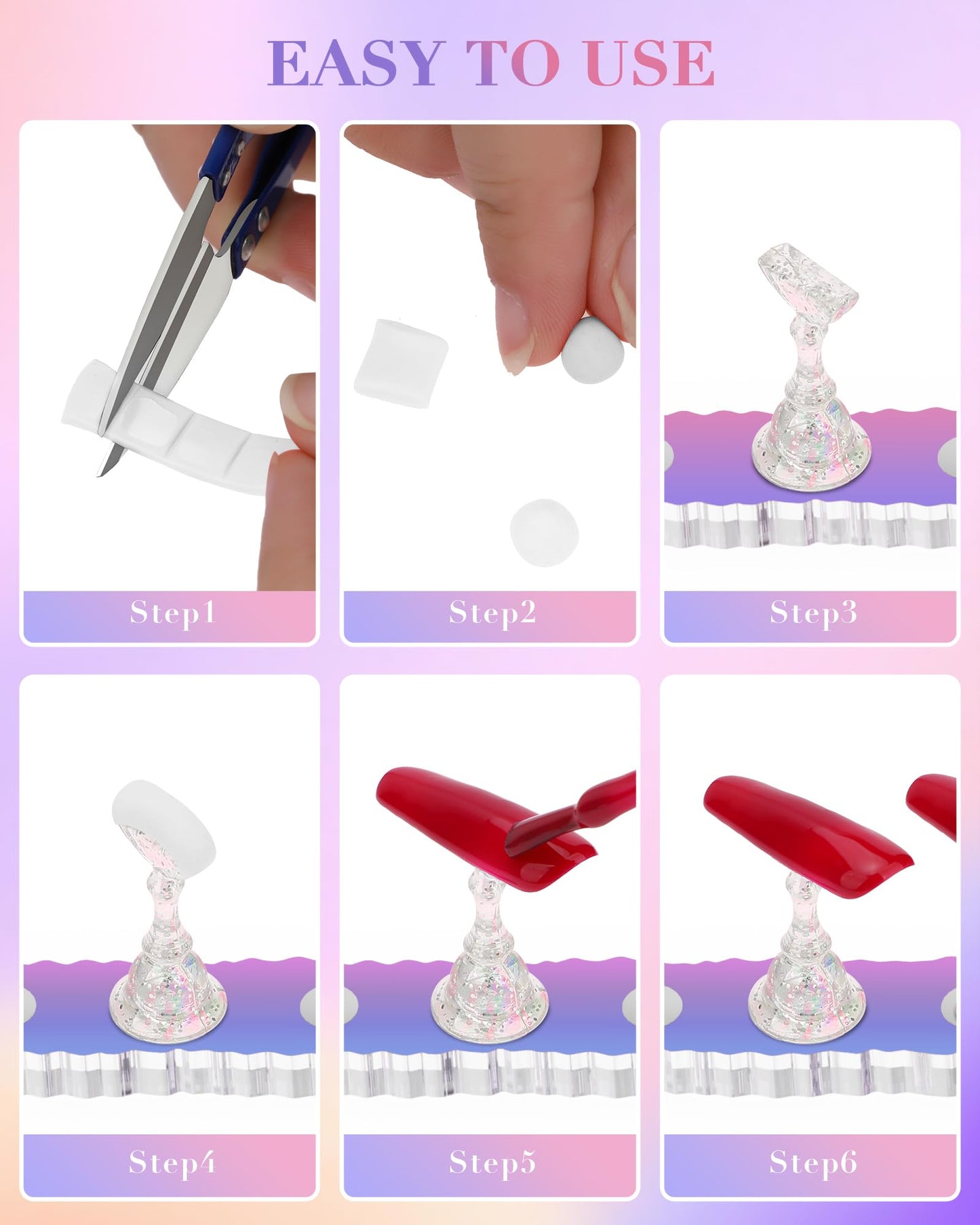 Difenni Nail Stand Acrylic Nail Art Display Stand Magnetic Nail Tips Practice Holder 54 Pcs Reusable Adhesive Putty for DIY Painting Nails Stand kit Beauty and Personal Care Difenni