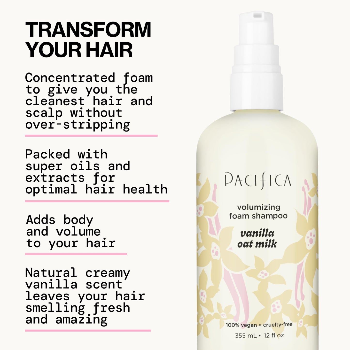 Pacifica Vanilla Oat Milk Volumizing Shampoo & Conditioner Set - Fuller, Bouncier Hair, Fine Or Flat Hair Solution, Sulfate-Free, 100% Vegan Hair Care Beauty & Personal Care Pacifica