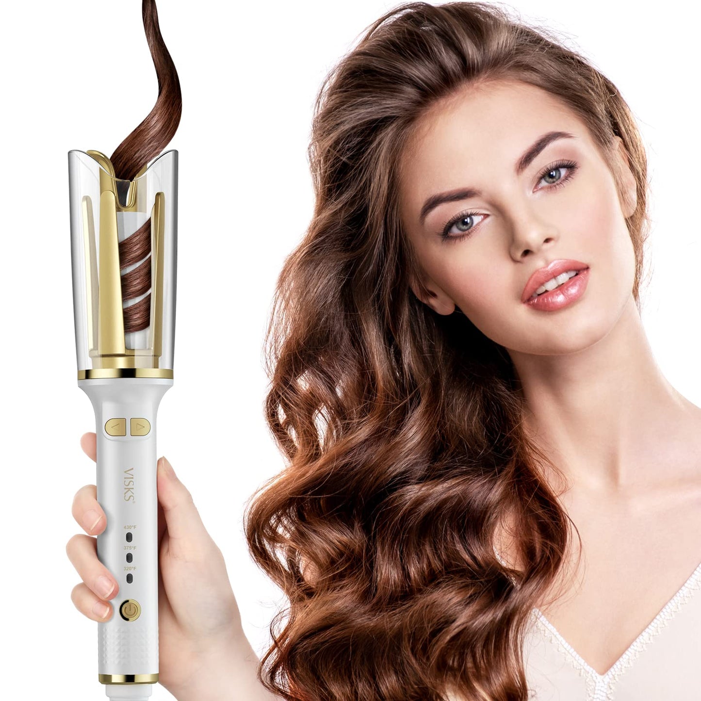 VISKS Professional Anti-Tangle Rotating Curling Iron, 1" Barrel with Large Slot & 3 Temperature Settings, Dual Voltage with Auto Shut-Off Beauty & Personal Care VISKS