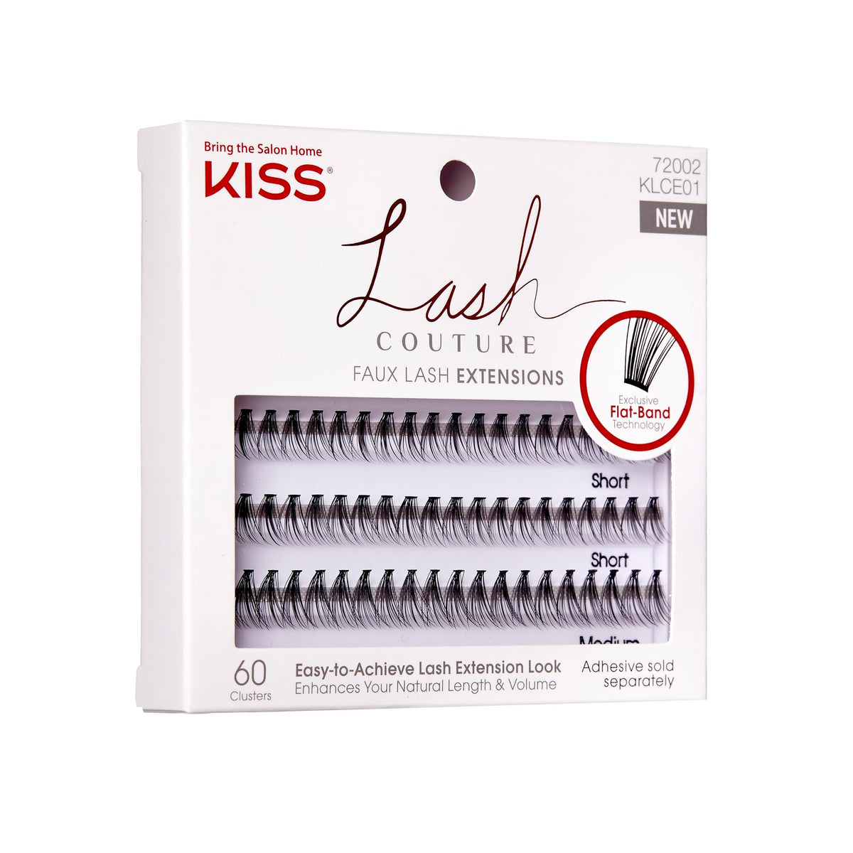 KISS Lash Couture Faux Mink Lash Extensions, Style 'Venus', Exclusive Flat-Band Technology, Short & Medium Length, 60 Individual Lash Clusters, Glue Beauty & Personal Care KISS