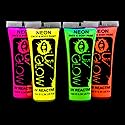 UV Glow Blacklight Face and Body Paint 0.34oz - Neon Fluorescent (0.34 Fl Oz (Pack of 4)) Beauty & Personal Care UV Glow