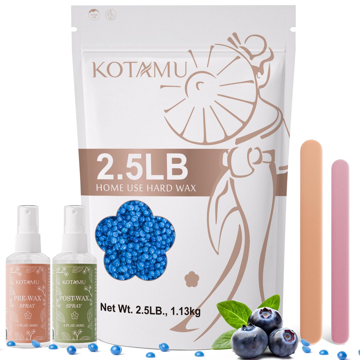 KOTAMU Wax Beads, 2.5lb Hard Wax for Bikini Brazilian Sensitive Skin Facial Leg Body Waxing, Professional Waxing Beads Target Coarse Hair Removal Beauty and Personal Care KOTAMU