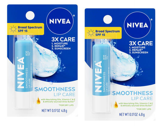 NIVEA Smoothness Broad Spectrum SPF 15 Sunscreen Lip Care, 0.17 Oz (2 Pack) Beauty and Personal Care NIVEA