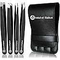 Abdul of Sialkot Eyebrow Tweezer Set for Women & Men - Professional Slant and Pointed Tweezers Set with Case - Precision Tweezers Kit for Facial Hair Beauty & Personal Care Abdul of Sialkot