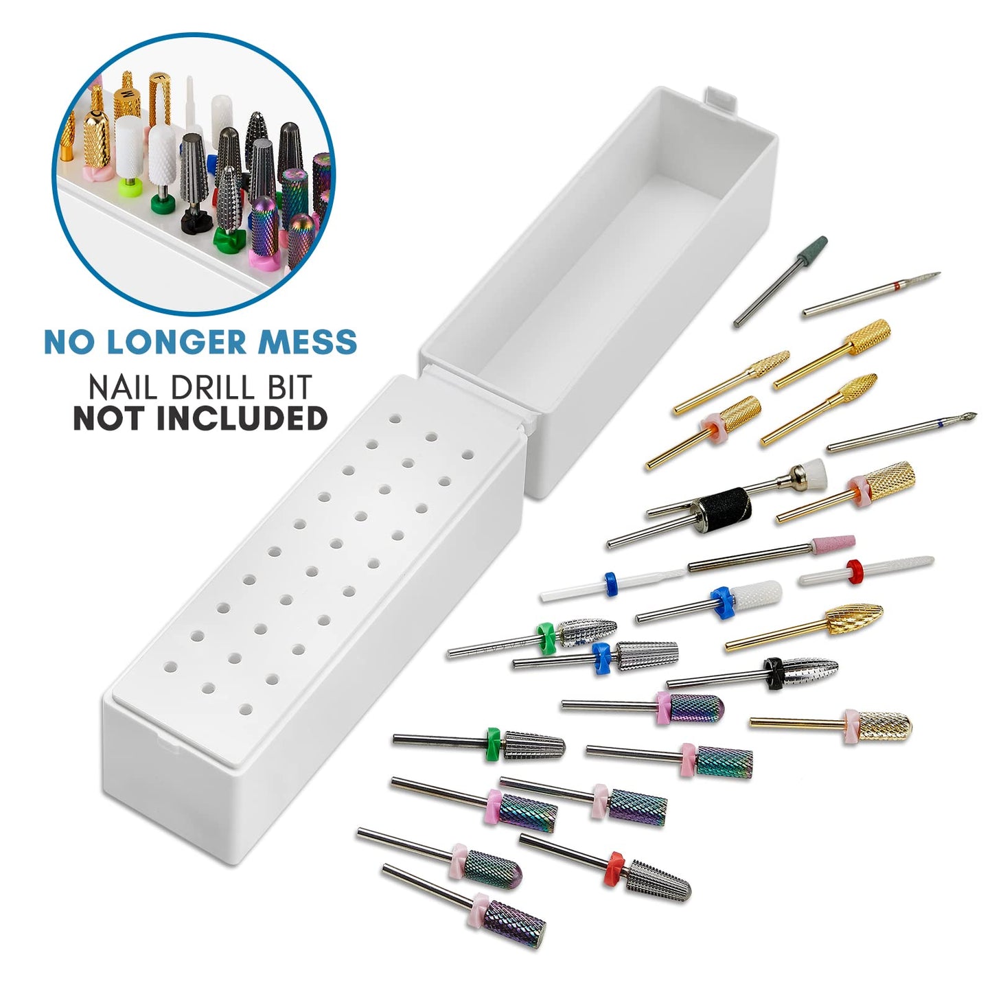Makartt Nail Drill Bits Holder,Dustproof Stand Displayer Organizer Container Case 30 Holes drill bit holder nail tech Professional Nail art Tools(Not Beauty & Personal Care Makartt
