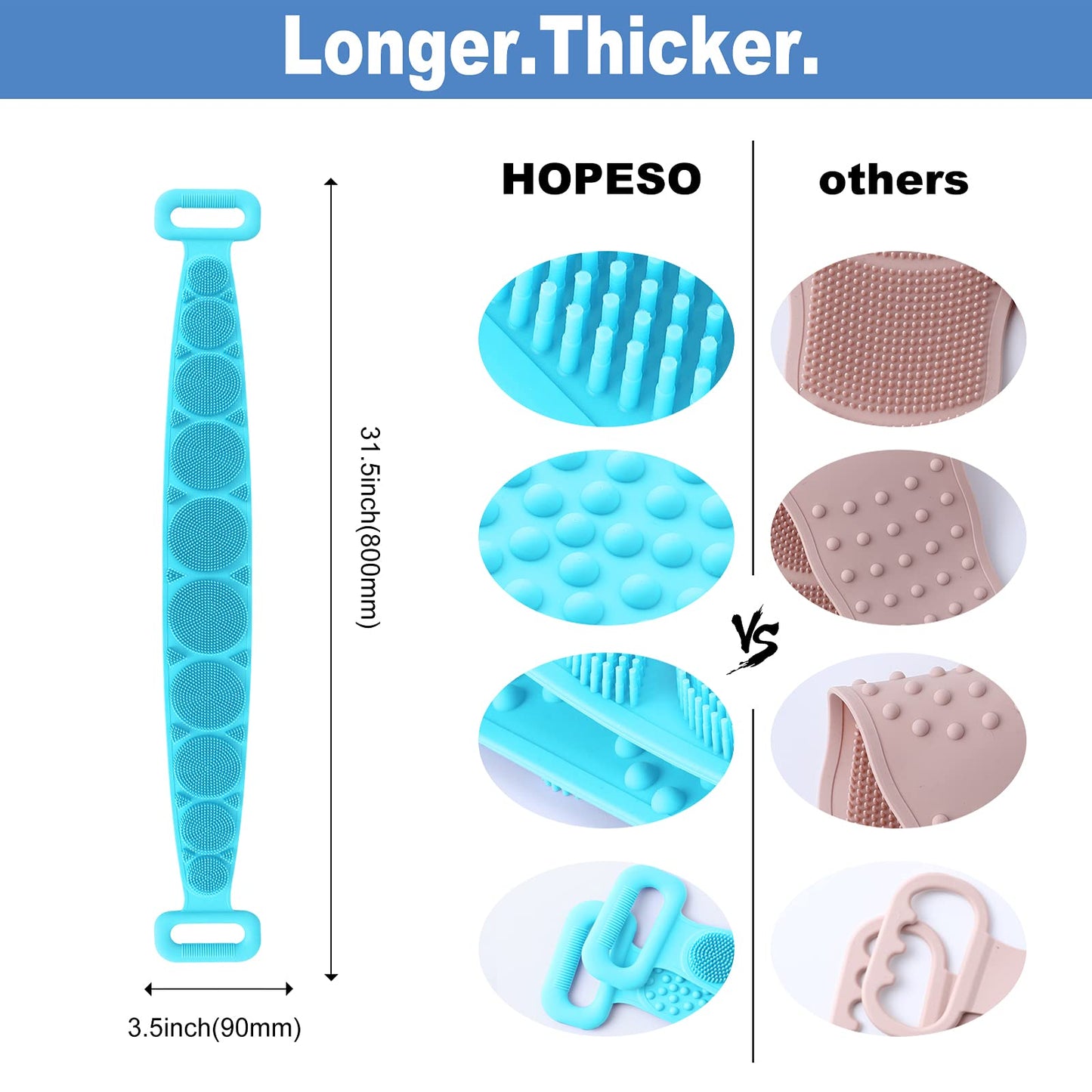 HOPESO Shower Silicone Back Scrubber, Silicone Bath Body Brush, Easy To Clean-Exfoliate, Improve Your Blood Circulation,Silicone Back Scrubber Beauty and Personal Care HOPESO
