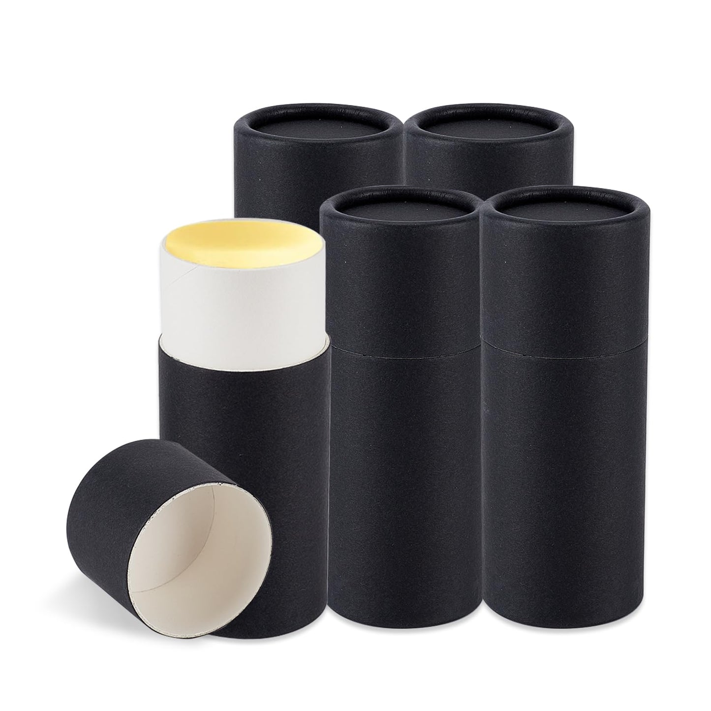 NICENEEDED 5 Pcs 2.1 oz Cardboard Deodorant Containers, Push-Up Style Tubes Empty Kraft Paperboard Tubes, Lip Balm Containers Compostable Round Body Beauty and Personal Care NICENEEDED