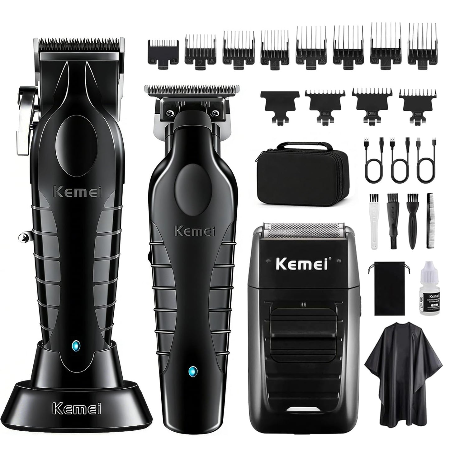 KEMEI Professional Hair Clipper, Hair Trimmer, Beard Shaver Set for Men, Electric Cordless Barber Clipper Beard Trimmer, Rechargeable Fade Clipper Beauty and Personal Care KEMEI