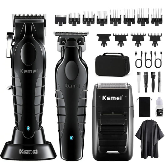 KEMEI Professional Hair Clipper, Hair Trimmer, Beard Shaver Set for Men, Electric Cordless Barber Clipper Beard Trimmer, Rechargeable Fade Clipper Beauty and Personal Care KEMEI