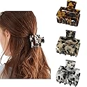 3PCS Hair Claw Celluloid Acetate Jaw Hair Claws, Tortoise Barrettes Shell Claws, Banana Clips tortoise Hair Clips,Leopard print Hair Barrettes Beauty & Personal Care DINPREY
