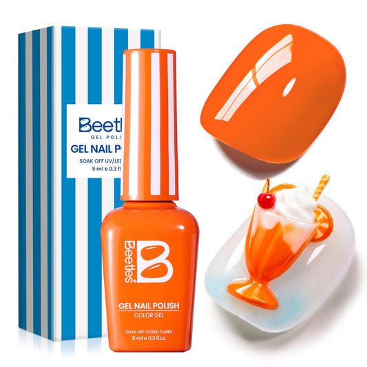 beetles Orange Gel Polish - Citrus Pop, 9ml Carly Coral Peach Bright Orange Color Nails Soak Off UV LED Nail Lamp Gel Polish Nail Art DIY Manicure Beauty and Personal Care beetles Gel Polish Default Title