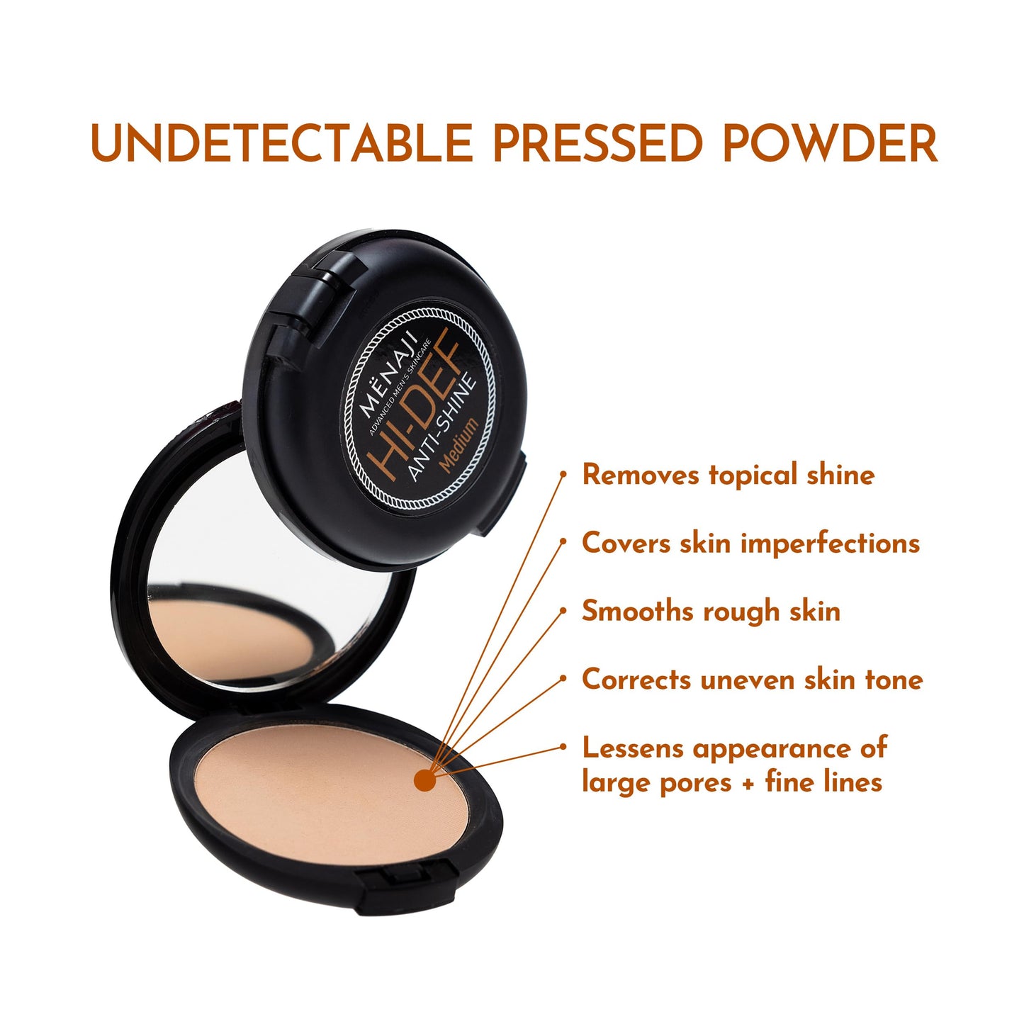 MËNAJI Anti-Shine Powder (HDPV) - Anti-Shine Face Make-Up for Men - Natural Looking Makeup - Mens Cosmetics - Bronze Beauty & Personal Care Menaji