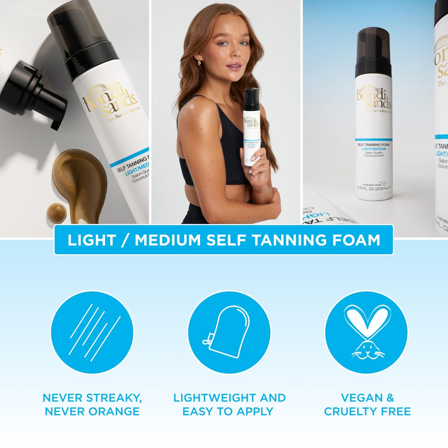 Bondi Sands Light/Medium Self Tanning Foam + Application Mitt | Includes Lightweight Sunless Foam + Reusable Mitt for a Flawless Finish ($30 Value) Beauty & Personal Care Bondi Sands