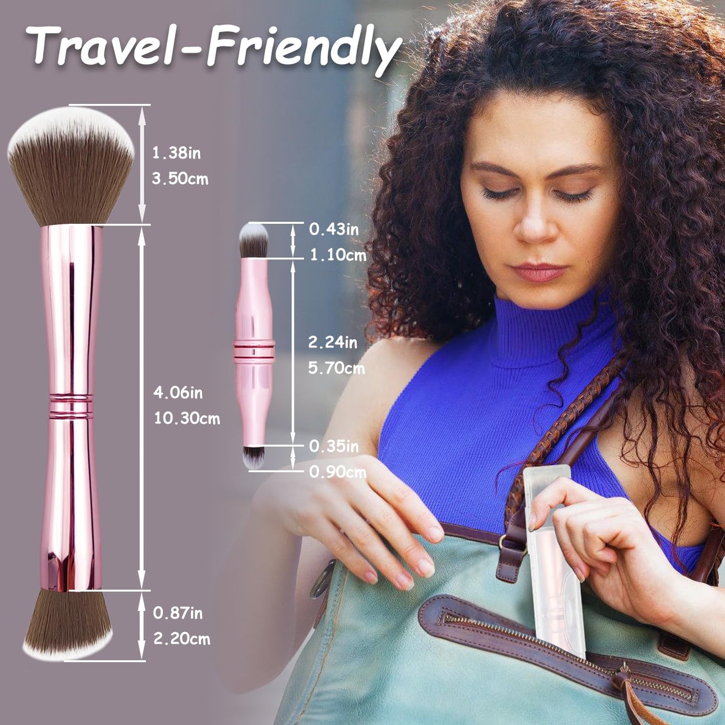 Voxora 4 in 1 Makeup Brush Set - All in One Powder/Blush, Foundation, Blending & Eyeshadow Brushes, Compact & Travel Essential Beauty & Personal Care Voxora