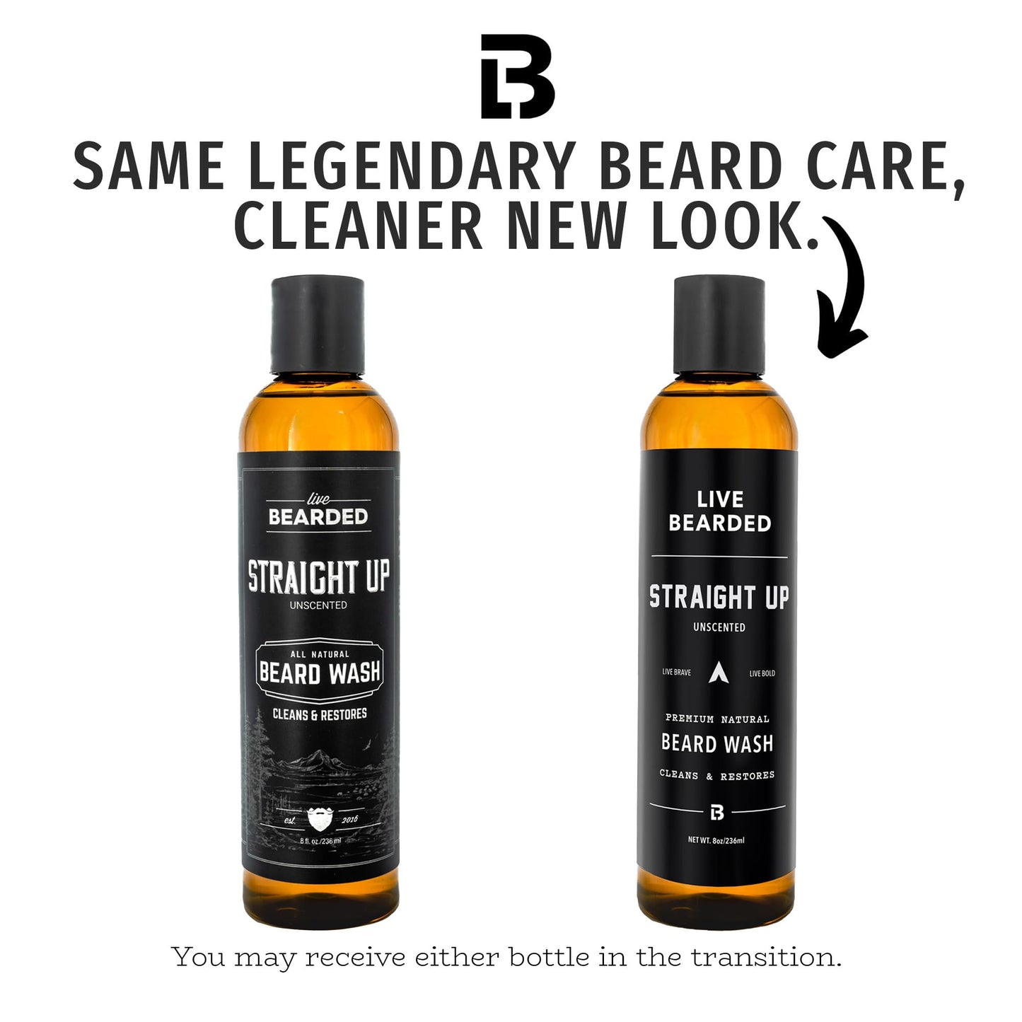 Live Bearded Beard Wash, 8 fl oz - Water-Based Face Cleanser with All-Natural Ingredients for a Gentle, Deep Clean - Made in the USA | Straight Up Beauty & Personal Care Live Bearded