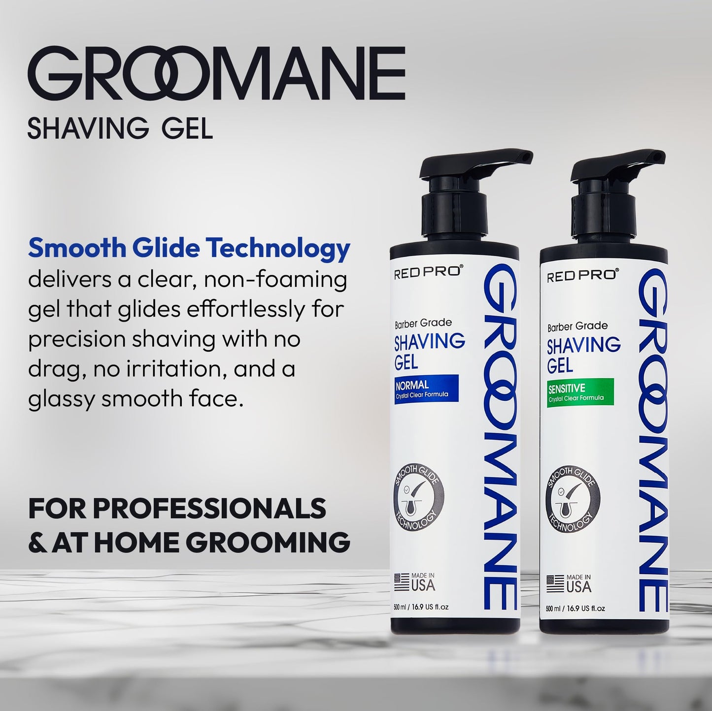 RED Pro GROOMANE Barber-Grade Shaving Gel for Men, Non-Foaming Clear Aloe Vera Shave Gel, Smooth Razor Glide, Precision Line-Ups, Anti-Irritation Beauty and Personal Care RED Pro