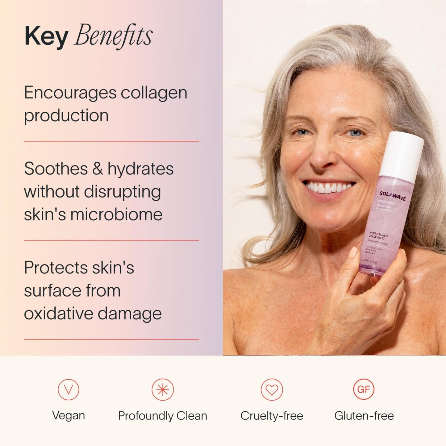 Solawave Refreshing Jelly Mist Toner with Gotu Kola, Prebiotics, Probiotics, Hydrating Pro Vitamin B5 for All Skin Types (3.4 OZ) Beauty & Personal Care Solawave