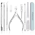 Pingispower Cuticle Trimmer with Cuticle Pusher Set, 9PCS Professional Cuticle Nippers & Premium Stainless Steel Durable Cuticle Remover Tool Manicure Beauty & Personal Care Pingispower