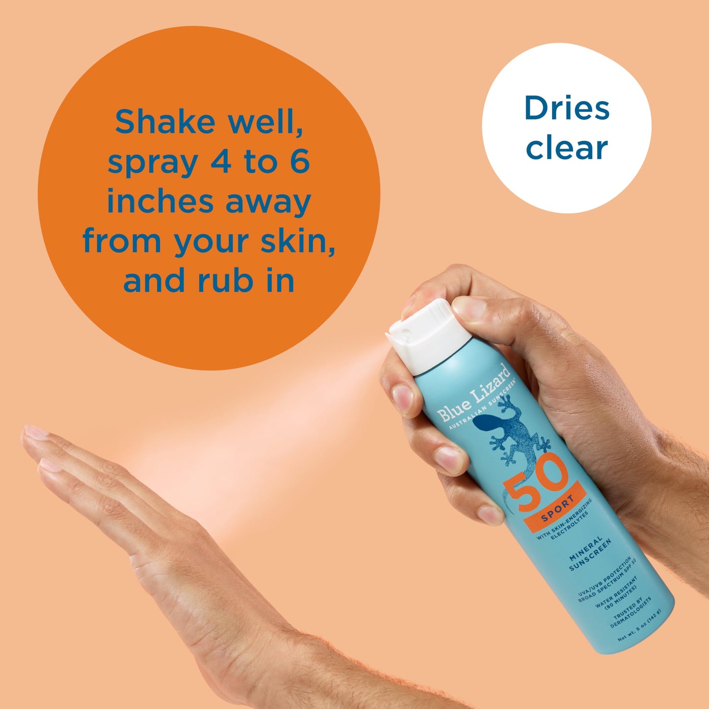 BLUE LIZARD Sport Mineral Sunscreen Spray SPF 50+, Dermatologist-Recommended Brand, Broad-Spectrum UVA/UVB Protection, Water-Resistant, Zinc Oxide Beauty & Personal Care BLUE LIZARD