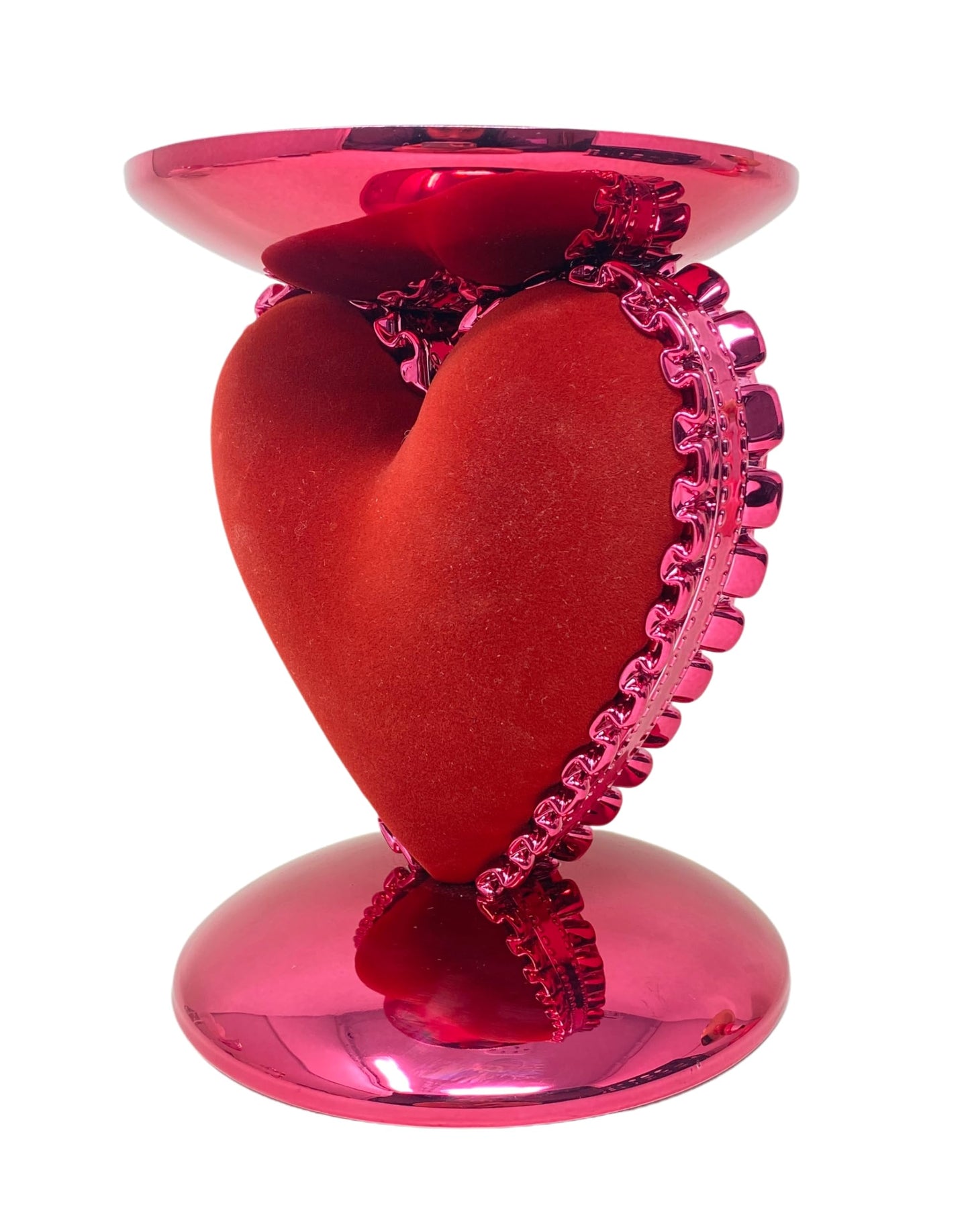 Bath & Body Works Ruffled Heart Cushion Pedestal 3-Wick Candle Holder with a Natural Oats Sample Soap Beauty & Personal Care Bath & Body Works