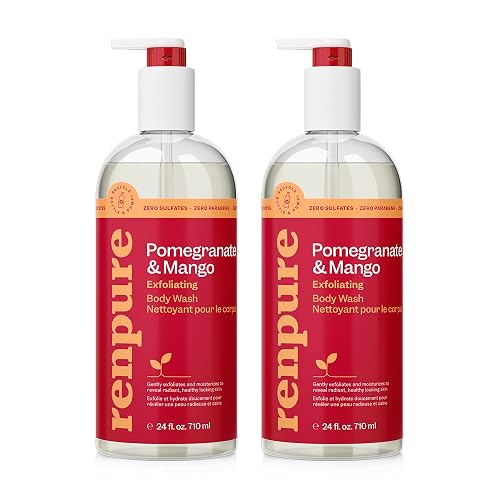 Renpure Pomegranate & Mango Exfoliating Body Wash - Cleanses, Exfoliates, Moisturizes & Rejuvenates Skin - For All Skin Types - Pomegranate Extract Beauty & Personal Care RENPURE
