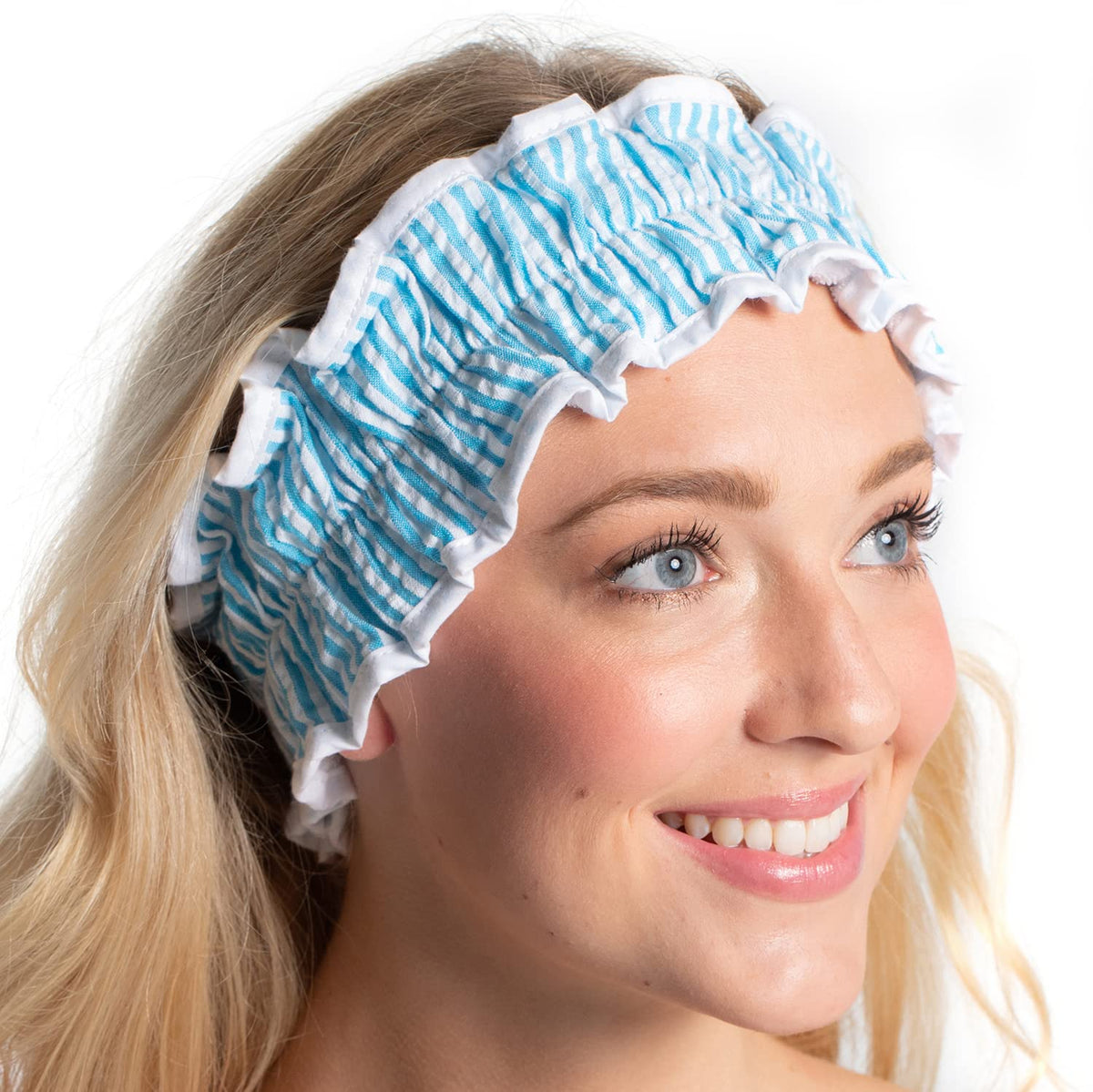 Bella Il Fiore Seersucker Spa Headband - Turquoise