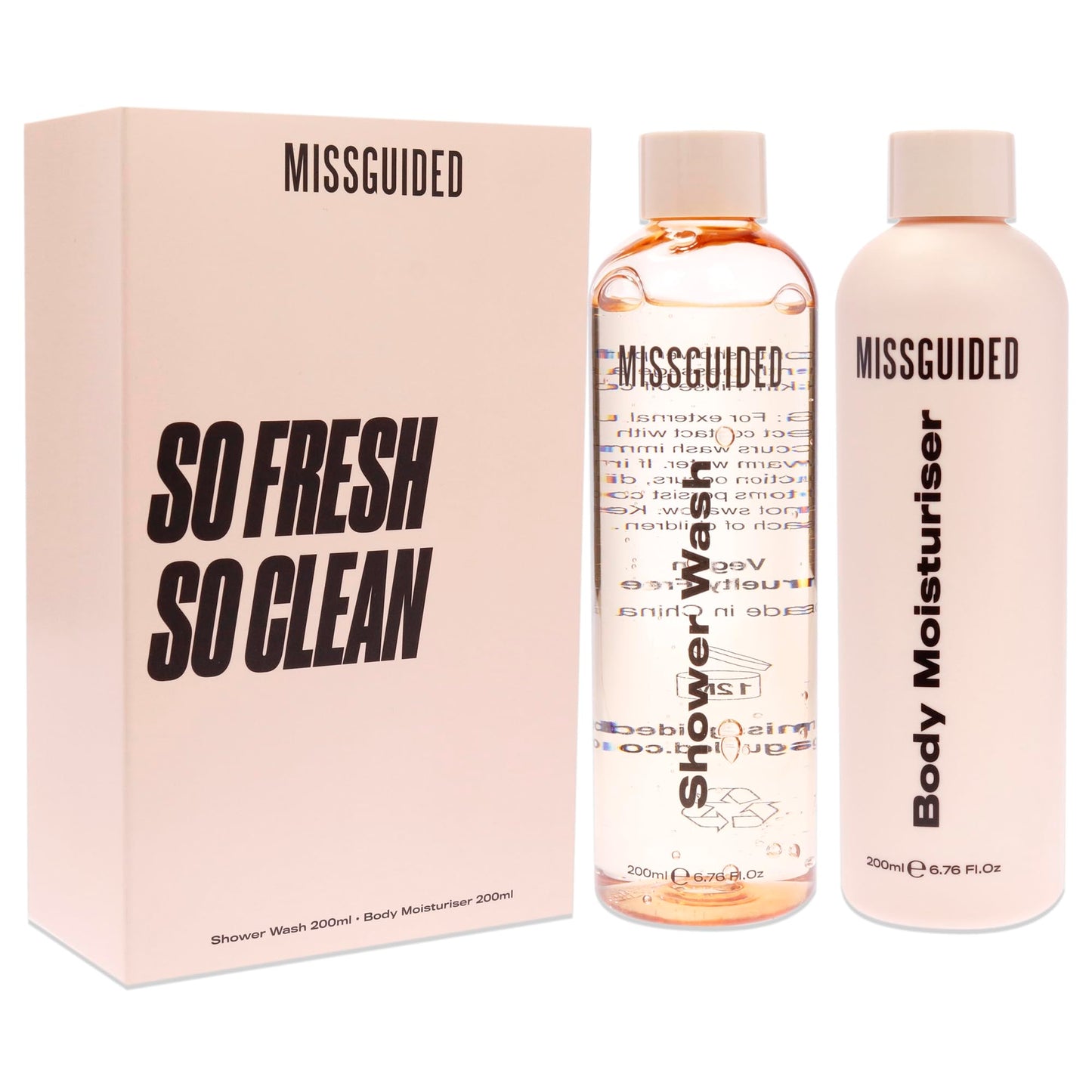 MISSGUIDED So Fresh So Clean Set for Women - 2 Pc 6.76oz Shawer Wash, 6.76oz Body Moisturizer Beauty and Personal Care MISSGUIDED