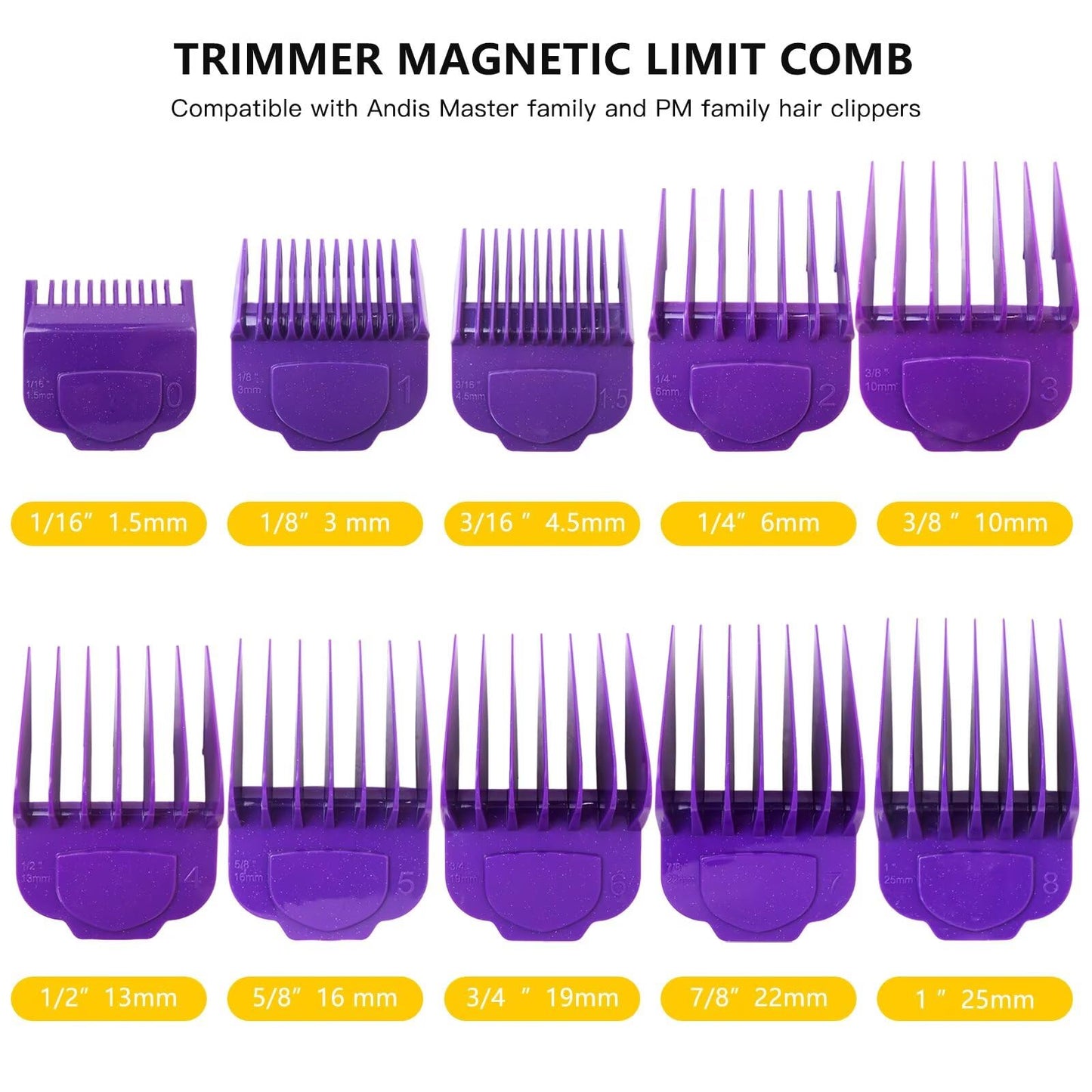 Gxcdizx Clipper Attachment Set - 10 Magnetic Guards Universal for for Master, MBA, MC-2, ML, PM-1, PM-4, PM-5 and most Corded/Cordless Models (2025 Beauty and Personal Care Gxcdizx