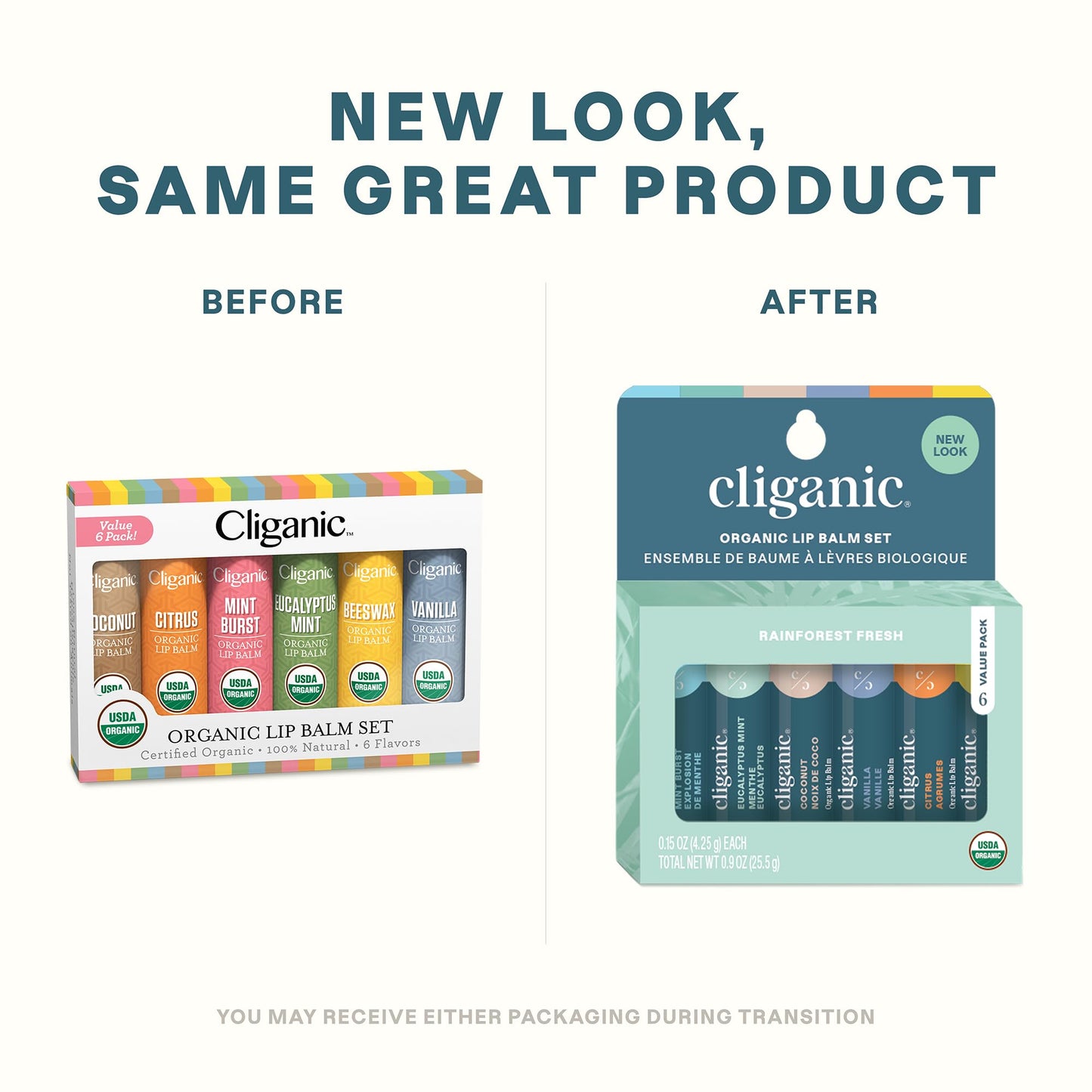 Cliganic Organic Lip Balm Set (2 Packs of 6 Tubes), 100% Natural Moisturizer for Cracked & Dry Lips Beauty and Personal Care Cliganic