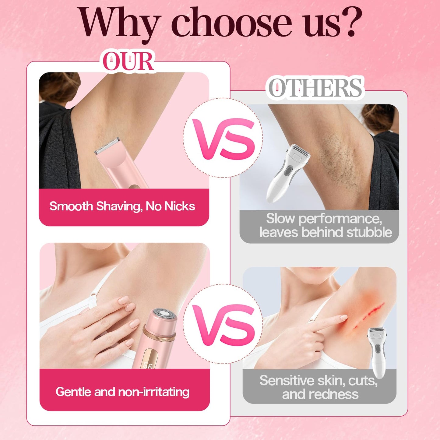 Bikini Trimmer for Women 2in1 High Power Epilators Hair Removal Waterproof Electric Razors Women's Electric Razor Pubic Hair Trimmer Shaver for Women Beauty and Personal Care FANKRUAI