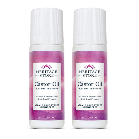 HERITAGE STORE Castor Oil Roll On Hair Treatment - Targeted Hydration for Skin Care, Hair Care, Quick and Easy Castor Oil Pack Wrap - Vegan, Hexane Beauty & Personal Care HERITAGE STORE