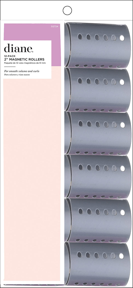 Diane 2-Inch Magnetic Hair Rollers, Secure Hold for Curls and Volume, Ideal for Styling with Pins, Picks, or Clips, Easy to Clean and Maintain, Grey, 12 Count Beauty & Personal Care Diane
