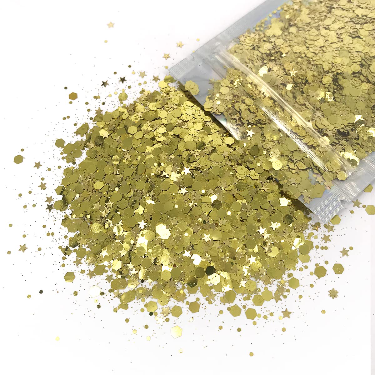 Gold - Face & Body Chunky Glitter - Hair, Makeup, Face, Body, Nails, Resin, Slime, Bath-Bombs, Candles, Arts & Crafts, and More - Solvent Resistant Beauty & Personal Care Electric Bliss Beauty