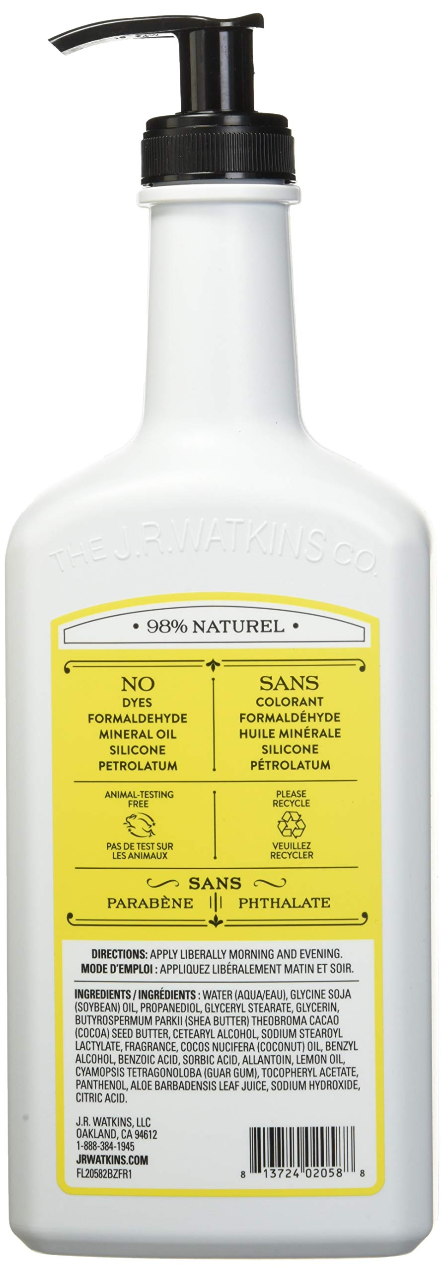 J.R. Watkins Daily Moisturizing Lotion, Lemon Cream, 18 Fl Oz Beauty & Personal Care J.R. Watkins