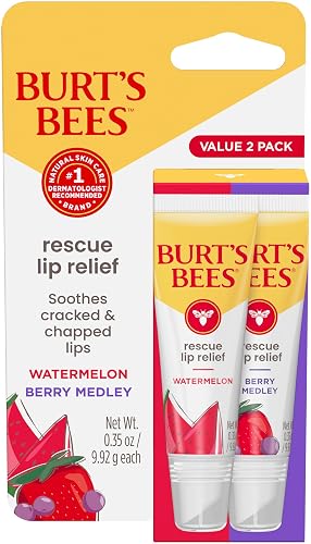 Burt's Bees Rescue Lip Relief, Watermelon & Berry Medley, Hydrating Lip Balm for Dry Cracked Lips, with Responsbily Sourced Beeswax and Shea Butter Beauty & Personal Care Burt's Bees