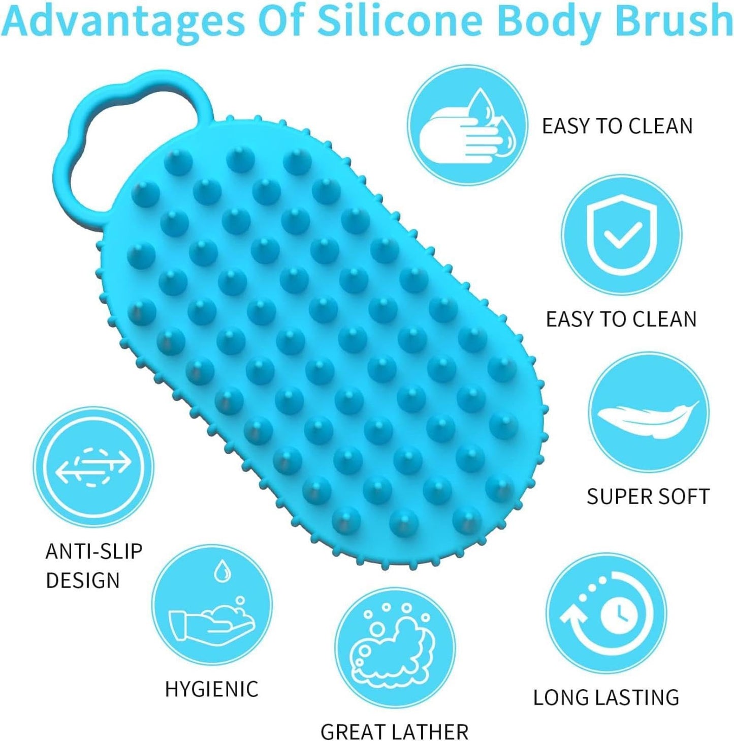 (2 Pieces) Silicone Shampoo Bath Brush, Bath Brush, Household Adult Double-Sided Bath Brush, Silicone Bath Brush Blue+Purple Beauty and Personal Care QHUIAKIND