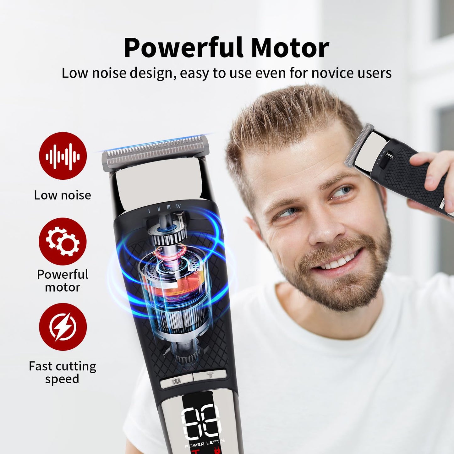Professional Hair Clippers for Men - Cordless Hair Trimmer with LCD Display, 4 Limit Combs Barber Clippers for Hair Cutting & Mens Grooming Beauty and Personal Care QDKVTNDJZ